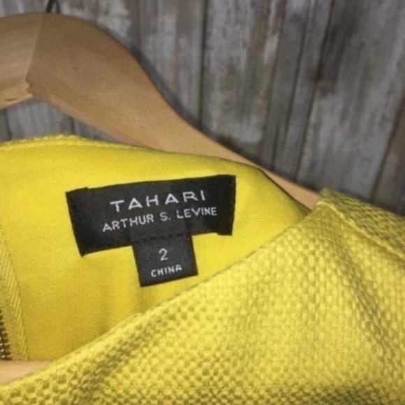 Tahari Yellow Sheath Dress With Pockets - Picture 5 of 5